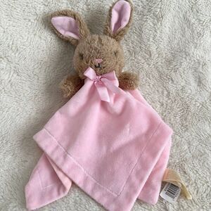Walmart MTY International Brown Pink Bunny Lovey Security Baby Blanket Plush